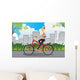 Woman Riding Bike Wall Decal