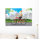 Woman Riding Bike Wall Decal