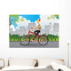 Woman Riding Bike Wall Decal