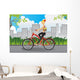 Woman Riding Bike Wall Decal