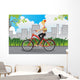 Woman Riding Bike Wall Decal
