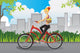 Woman Riding Bike Wall Decal