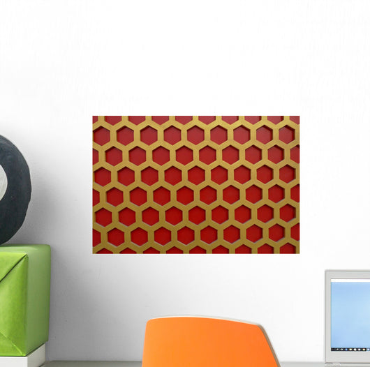 Chinese Wooden Hexagon Pattern Wall Decal