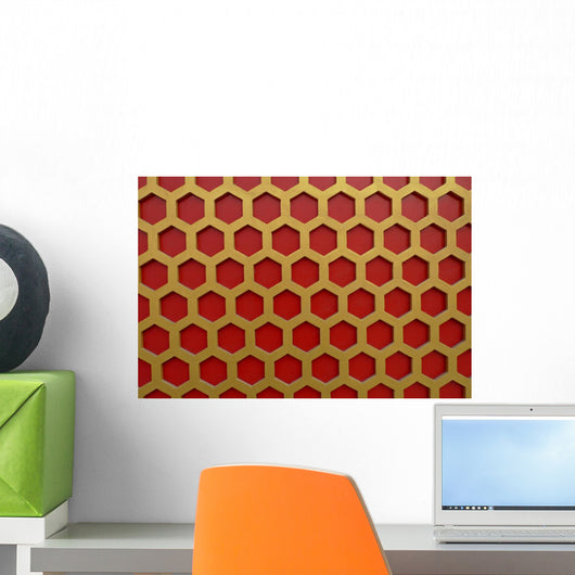 Chinese Wooden Hexagon Pattern Wall Decal