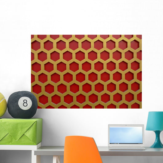 Chinese Wooden Hexagon Pattern Wall Decal