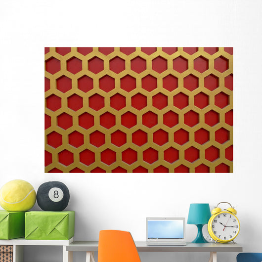 Chinese Wooden Hexagon Pattern Wall Decal