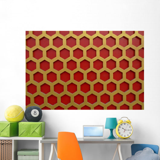 Chinese Wooden Hexagon Pattern Wall Decal