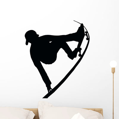 Skateboarding Vert Ramp Grab Wall Decal shown on a wall