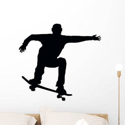 Skateboarding Jump Wall Decal shown on a wall