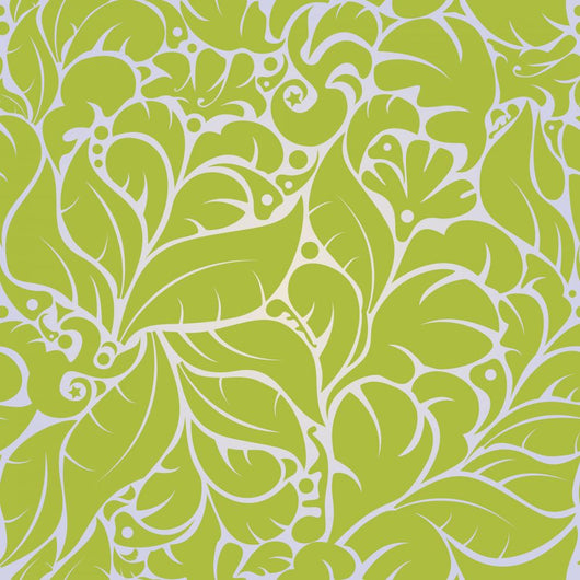 Seamless Green Flowing Floral Pattern Wall Decal