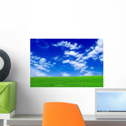 Green Field and Blue Wall Decal