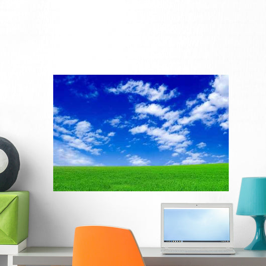 Green Field and Blue Wall Decal