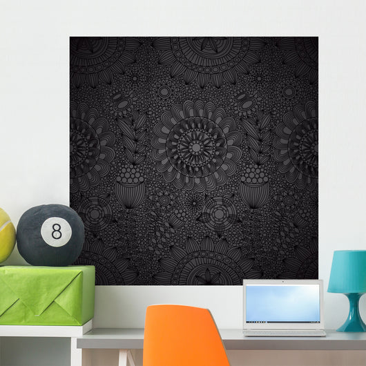 Floral Line Work Seamless Wall Decal