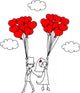 Just Married Couple and Balloons Cartoon Wall Decal