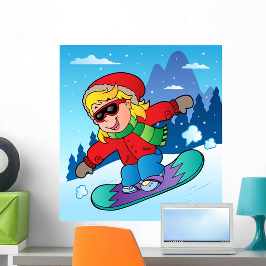 Winter Scene with Girl Wall Decal