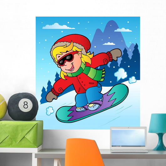Winter Scene with Girl Wall Decal