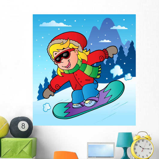 Winter Scene with Girl Wall Decal