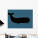 Simple Whale Silhouette on Blue Background Wall Decal