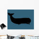 Simple Whale Silhouette on Blue Background Wall Decal