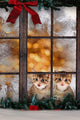Cats Christmas Window Wall Decal