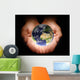 Hands Holding Earth Black Wall Decal