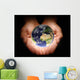 Hands Holding Earth Black Wall Decal
