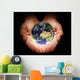 Hands Holding Earth Black Wall Decal