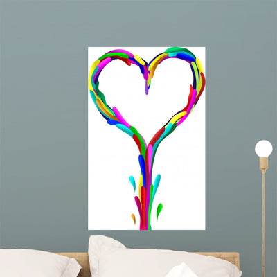 Heart Made Liquid Paint Wall Decal shown on a wall