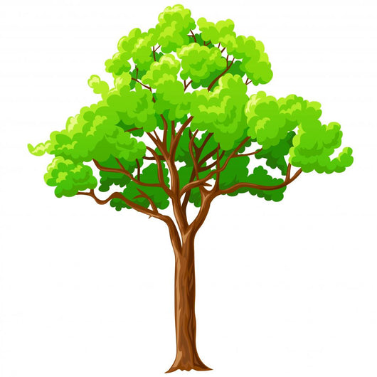 Cartoon Green Tree White Wall Decal