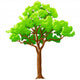 Cartoon Green Tree White Wall Decal