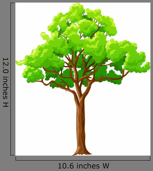 Cartoon Green Tree White Wall Decal