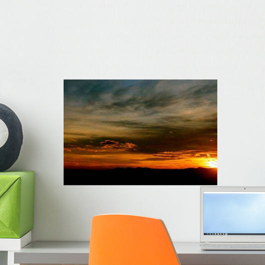 Lanscape Silhouette and Dark Sky Sunset Wall Decal