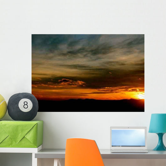 Lanscape Silhouette and Dark Sky Sunset Wall Decal
