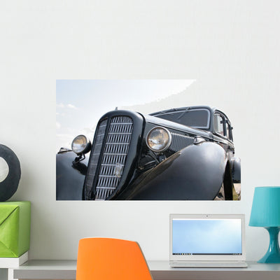 Classic and Vintage Cars Wall Decal shown on a wall