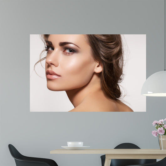 Beautiful Woman Model with Wall Decal