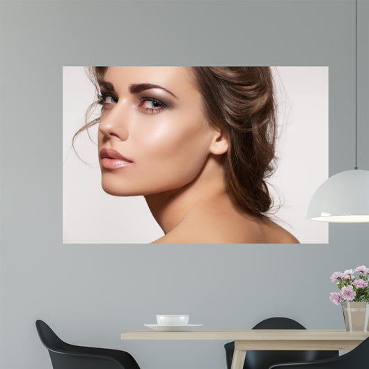 Beautiful Woman Model with Wall Decal