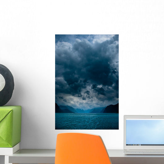 Fjord with Dark Clouds Wall Decal