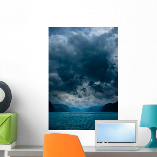 Fjord with Dark Clouds Wall Decal