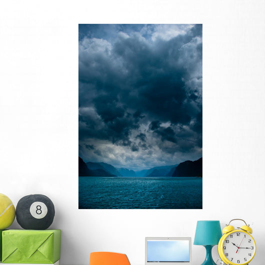 Fjord with Dark Clouds Wall Decal