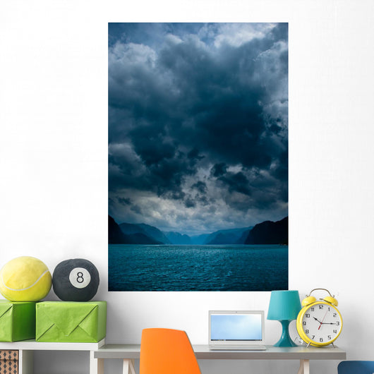 Fjord with Dark Clouds Wall Decal