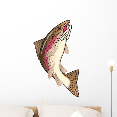Trout Fish Wall Decal shown on a wall