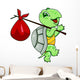 Funny Cartoon Turtle with a Bindle Wall Decal