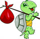 Funny Cartoon Turtle with a Bindle Wall Decal