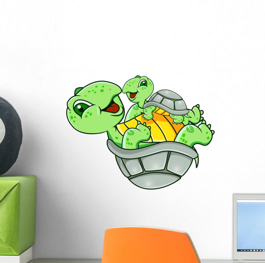 Mother And Baby Turtle Wall Decal