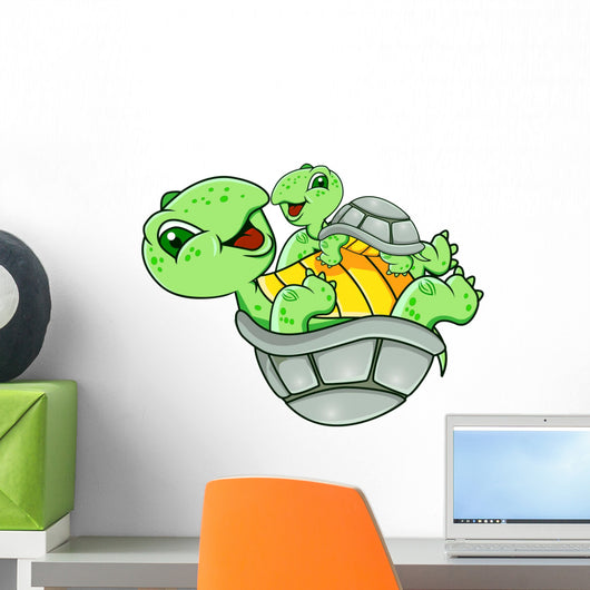 Mother And Baby Turtle Wall Decal