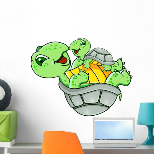 Mother And Baby Turtle Wall Decal