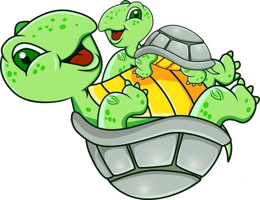 Mother And Baby Turtle Wall Decal