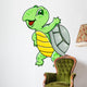 Funny Waving Cartoon Turtle Wall Decal