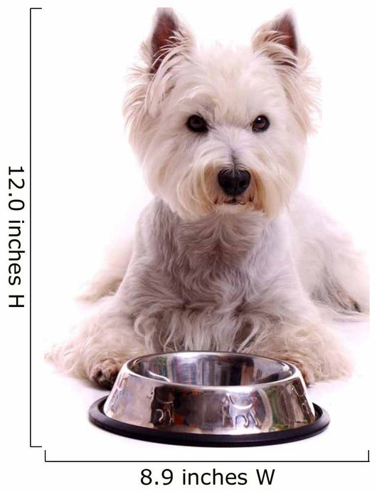 Westie Dog Lying With Food Bowl Wall Decal