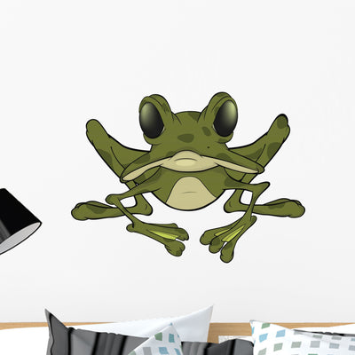 Big Green Frog Cartoon Wall Decal shown on a wall